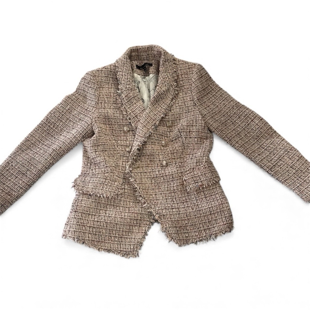 White House Black Market Pink Tweed Double Breasted Blazer Jacket - 10 - Picture 3 of 10